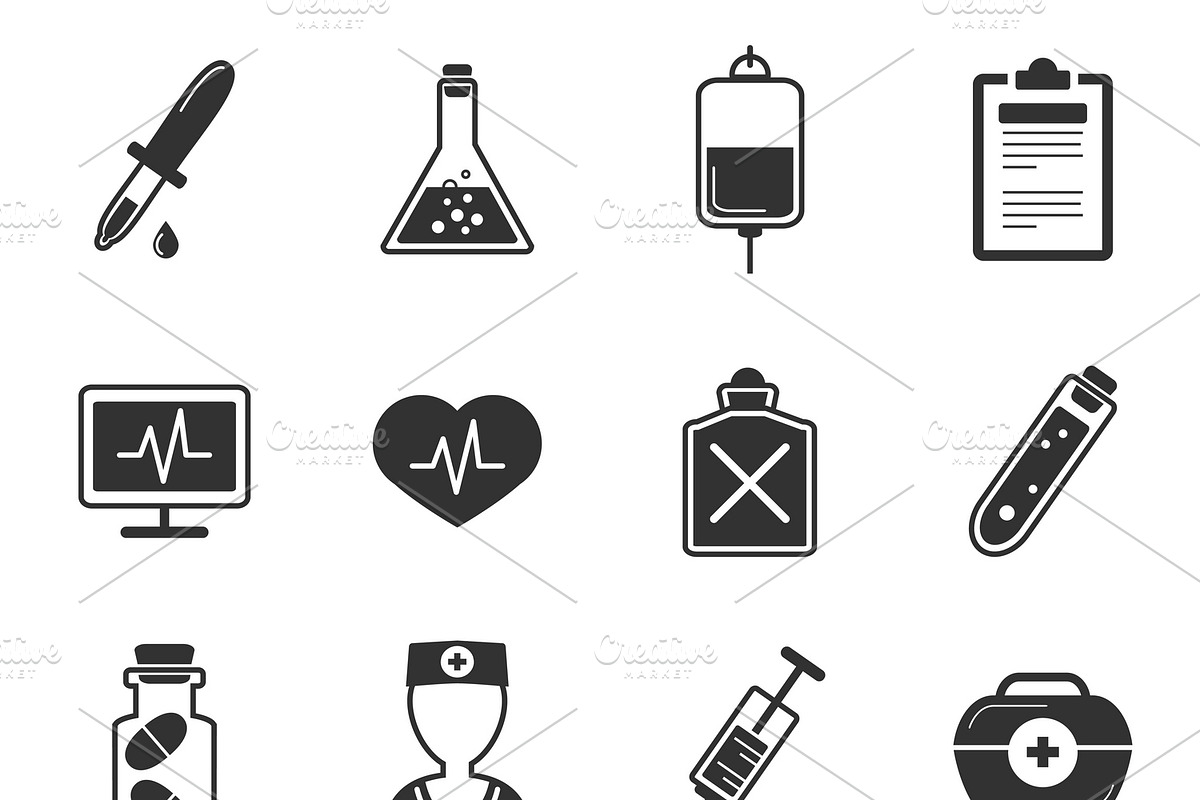 Healthcare Black White Icons Set in Icons - product preview 8