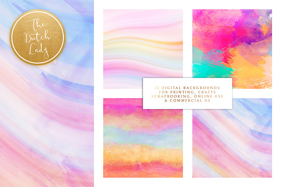 Watercolor Stripe & Smear Background in Patterns - product preview 2