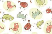 2 patterns with funny birds