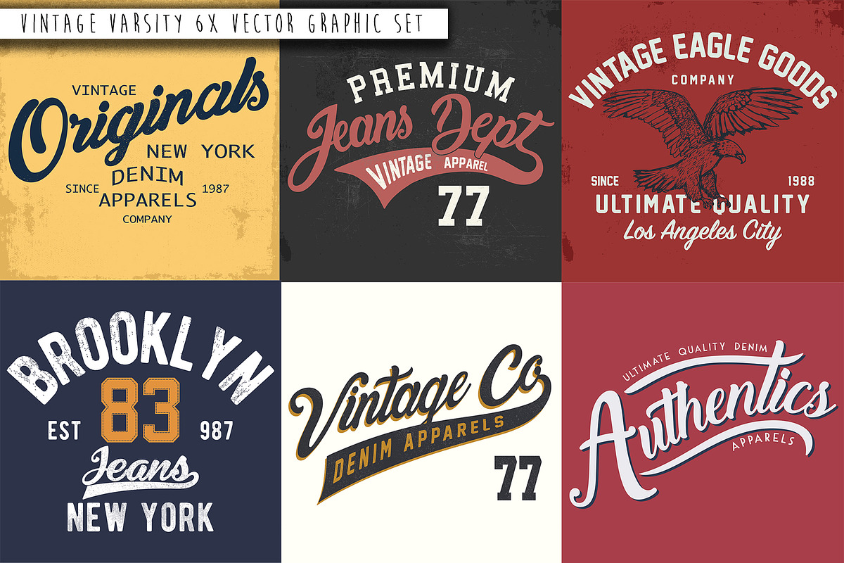 Vintage Varsity Vector Graphics in Illustrations - product preview 8
