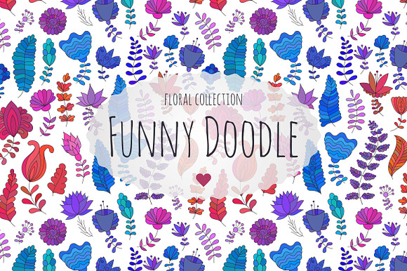 Funny Doodle. Floral collection in Patterns - product preview 1