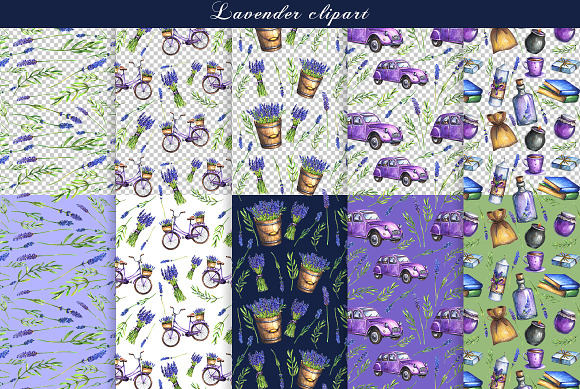 Watercolor lavender clipart in Illustrations - product preview 2