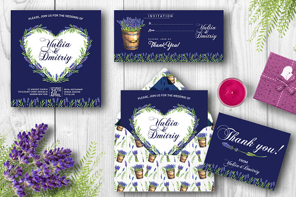 Watercolor lavender clipart in Illustrations - product preview 3