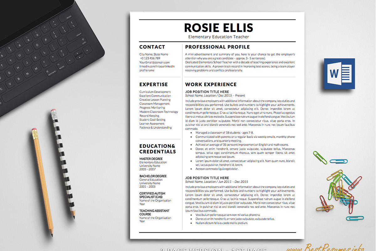 Modern Resume Template Word in Resume Templates - product preview 8