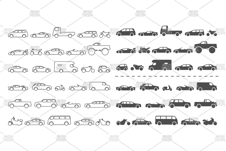 Car and Motorcycle type icons set in Icons - product preview 8