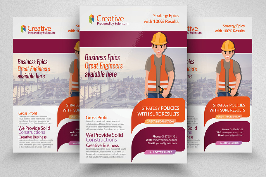 Construction and Engineering Service in Flyer Templates - product preview 8