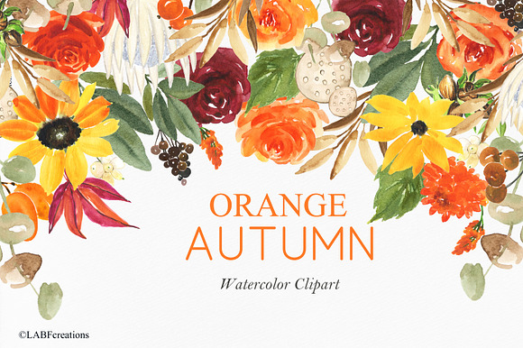 50% OFF Orange Autumn. Watercolor in Illustrations - product preview 5