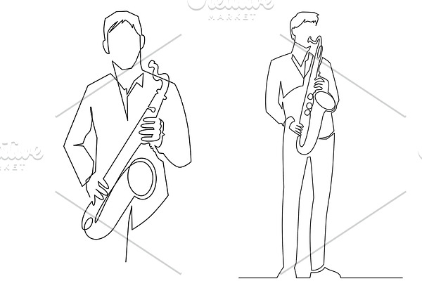 musician plays saxophone vector art