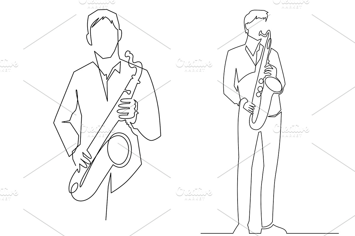 musician plays saxophone vector art in Illustrations - product preview 8