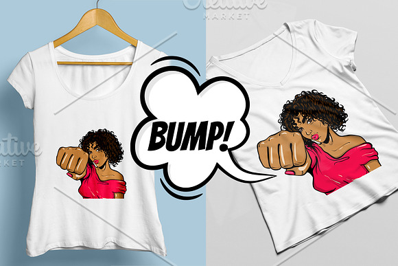 Black woman Pop Art Fisk bump in Illustrations - product preview 2