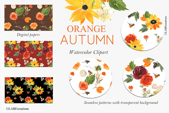 50% OFF Orange Autumn. Watercolor in Illustrations - product preview 10