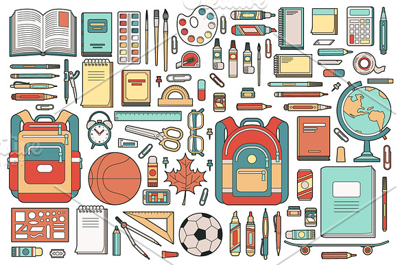 Back To School Supplies Bundle in Objects - product preview 1