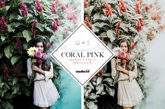 Coral pink lightroom preset in Add-Ons - product preview 1