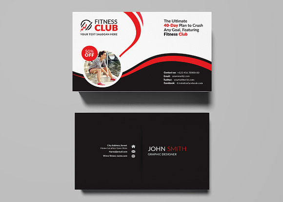 Fitness Business Card Template in Business Card Templates - product preview 2