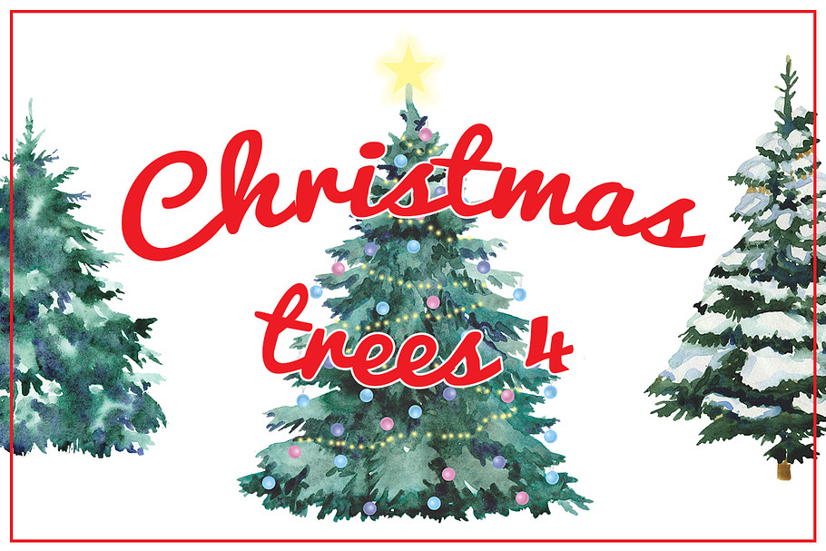 Watercolor Christmas trees 4