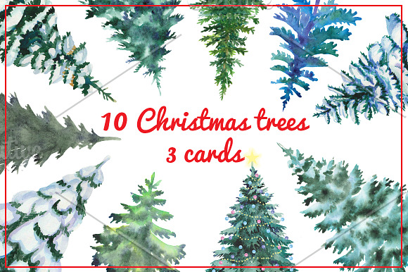 Watercolor Christmas trees 4 in Illustrations - product preview 1