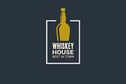 Whiskey bottle logo. Whiskey house.
