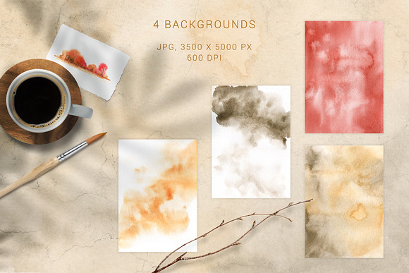 Watercolor abstract autumn set in Textures - product preview 3