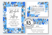 Wedding invitation blue floral