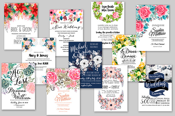 Wedding invitation blue floral in Wedding Templates - product preview 6