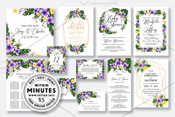 Wedding invitation hibiscus tropical in Wedding Templates - product preview 1