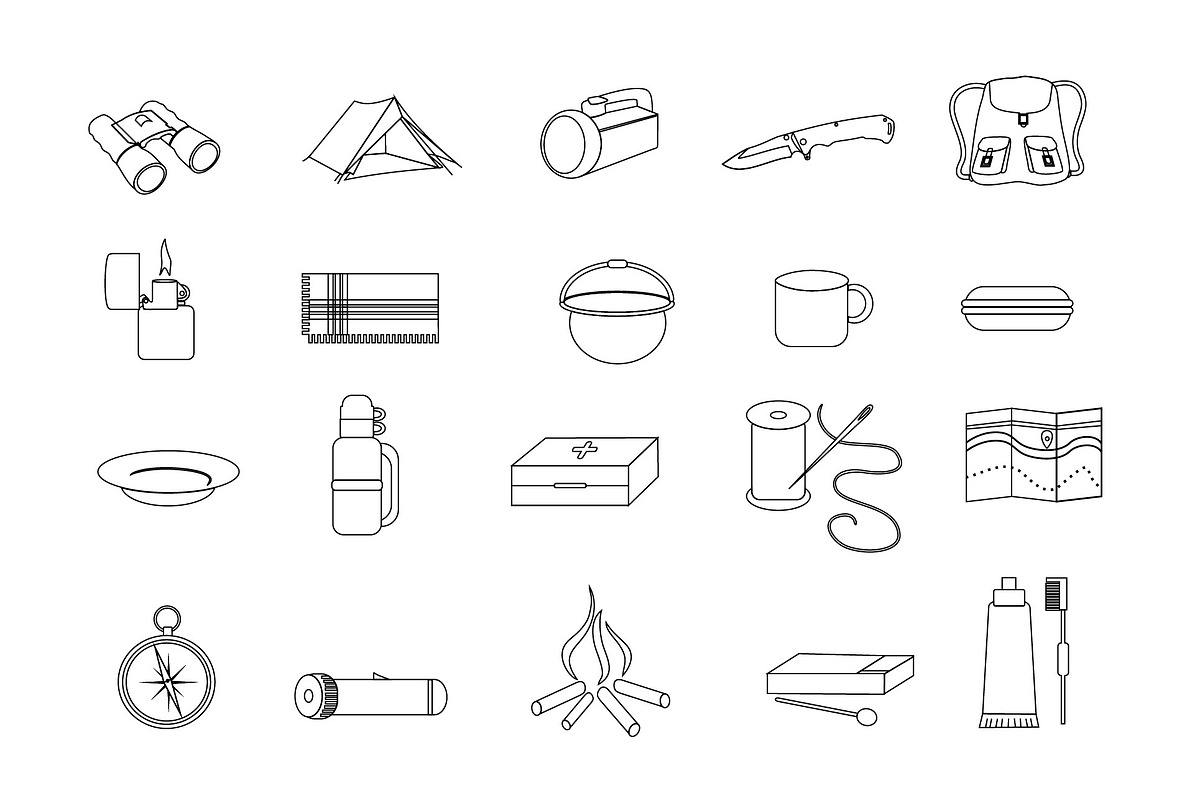Set of hiking icons vector in Icons - product preview 8