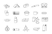 Set of hiking icons vector