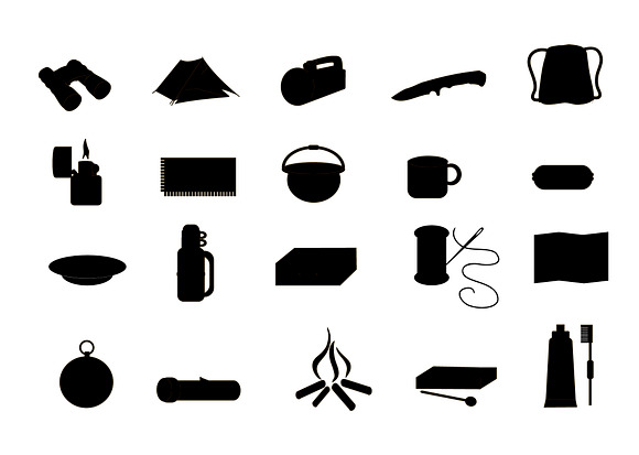 Set of hiking icons vector in Icons - product preview 1