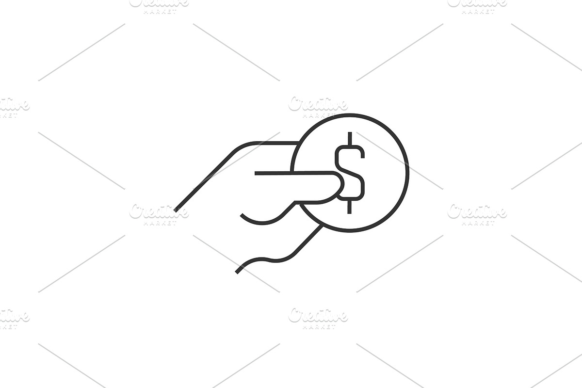 Hand holding coin outline icon on in Icons - product preview 8