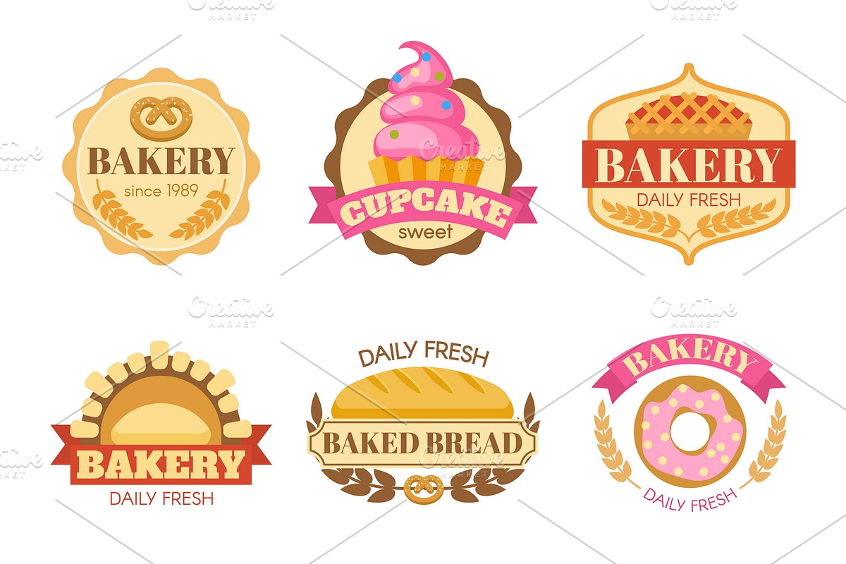 Bakery Colorful Flat Emblems in Logo Templates - product preview 8