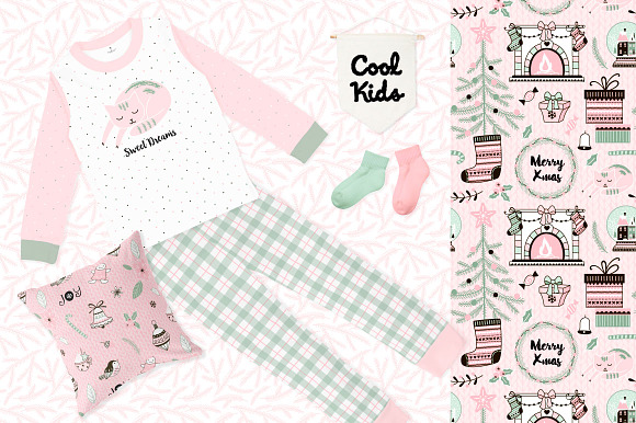 Girl Christmas clipart & pattern set in Illustrations - product preview 5