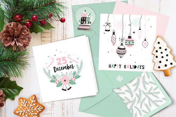 Girl Christmas clipart & pattern set in Illustrations - product preview 9
