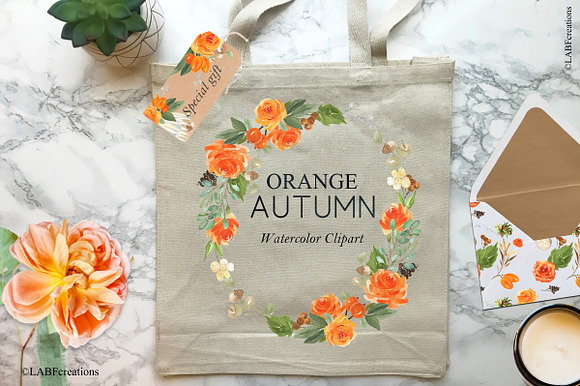 50% OFF Orange Autumn. Watercolor in Illustrations - product preview 16