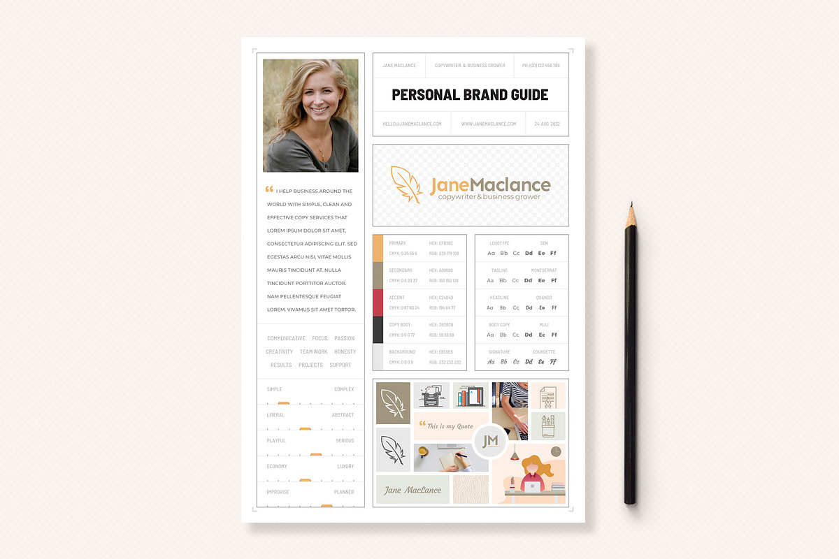 One Page Personal Brand Style Guide in Stationery Templates - product preview 8