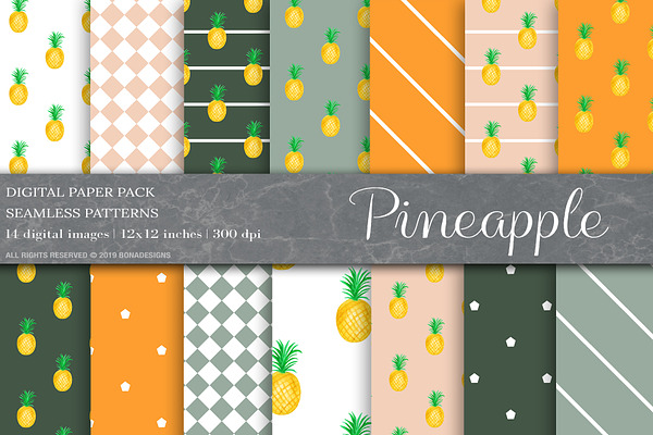 Pineapple Fruit Digital Paper