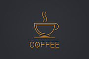 Coffee cup logo. Linear coffee icon.