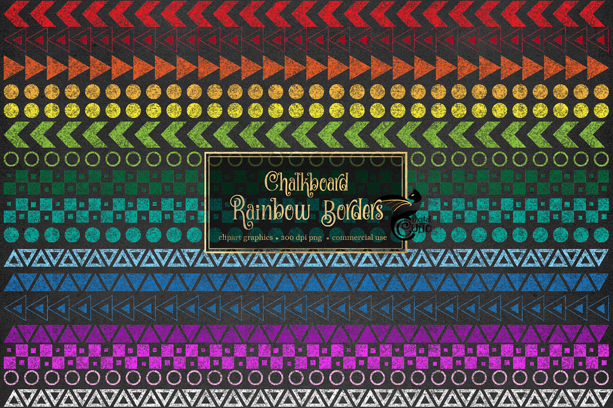 Rainbow Chalkboard Borders in Illustrations - product preview 8