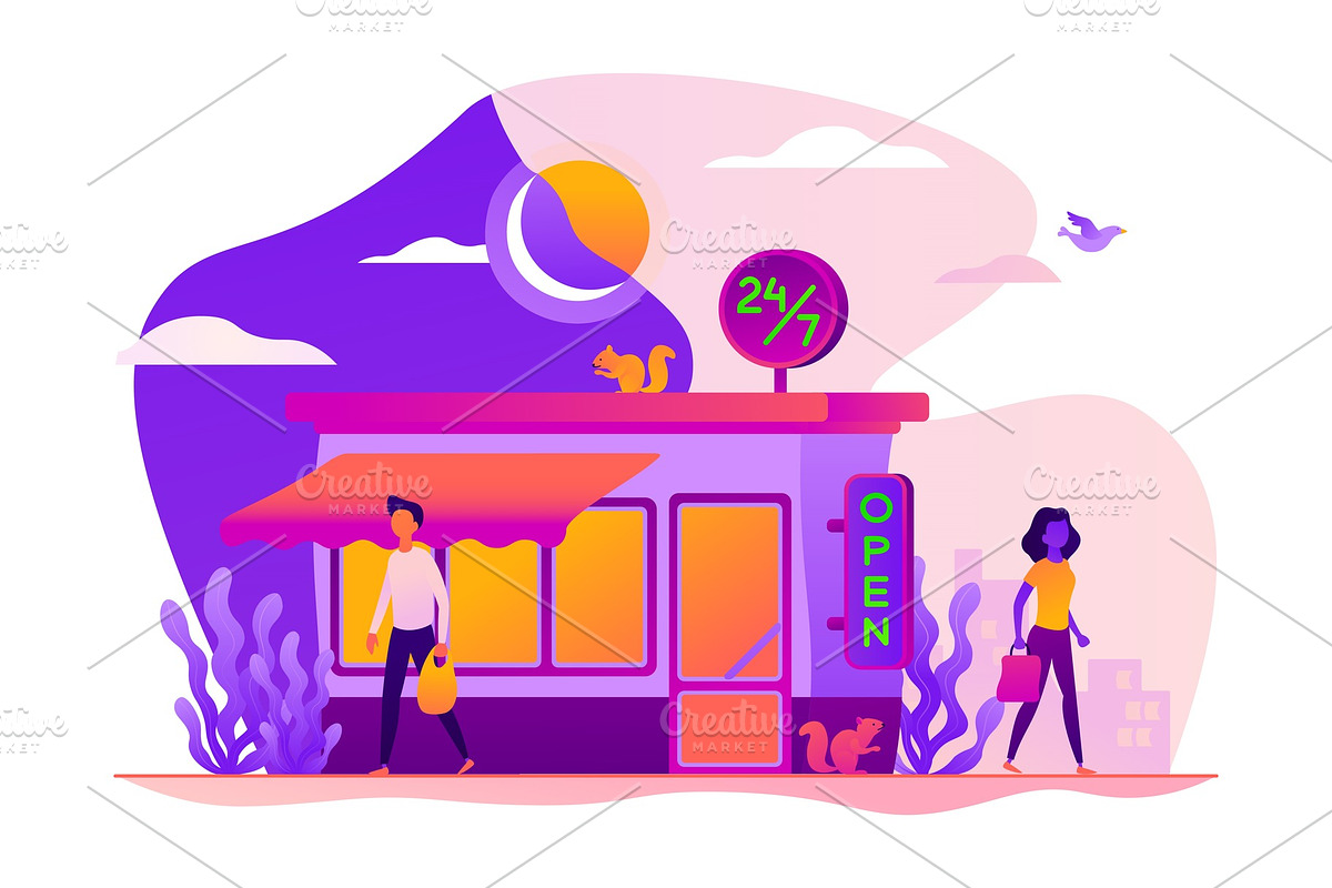 24 7 service concept vector in Illustrations - product preview 8