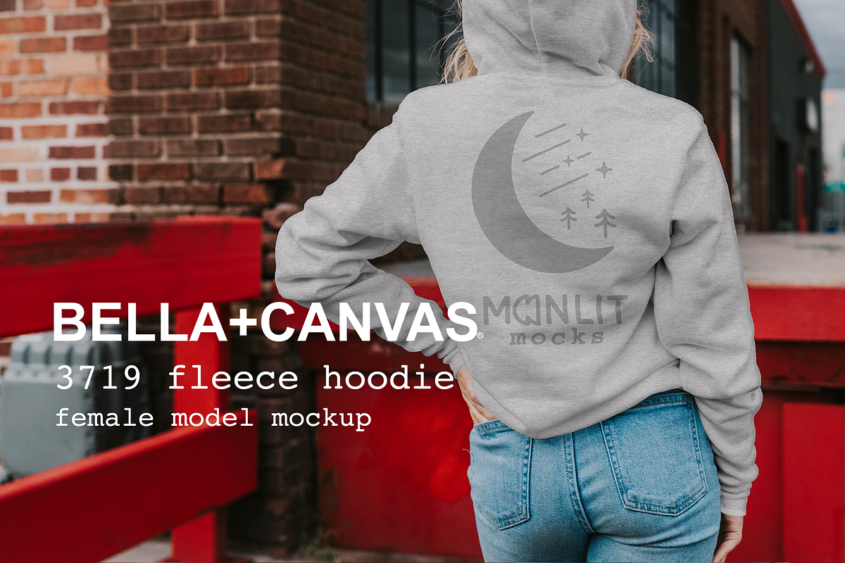 BellaCanvas Hoodie Sweatshirt Mockup in Product Mockups - product preview 8