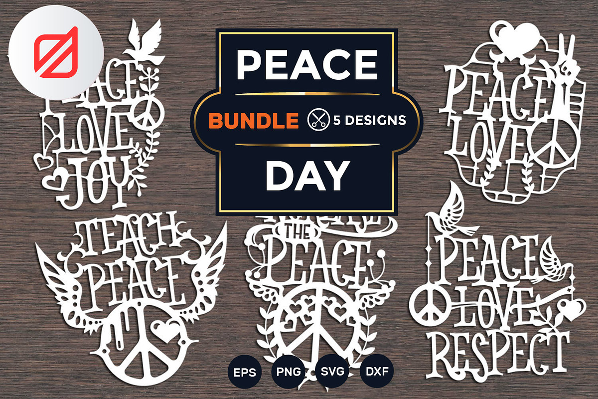 Peace Day quote cutting file bundle in Objects - product preview 8