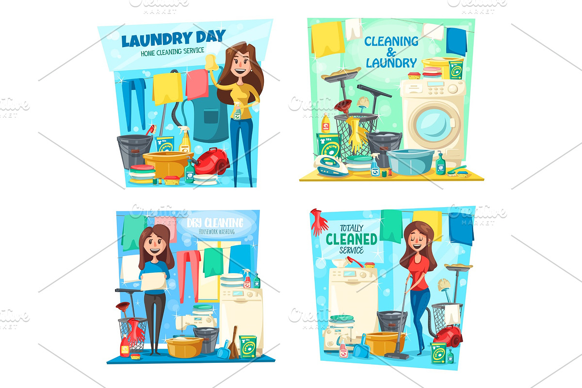 Laundry, house cleaning. in Illustrations - product preview 8