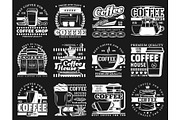 Coffee cups, espresso machine.