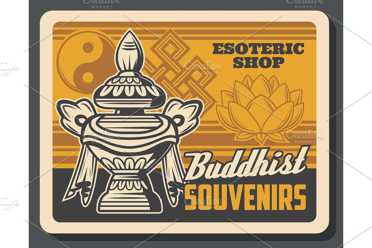 Buddhism vase, lotus, endless knot in Illustrations - product preview 8