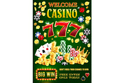 Casino gambling game dice, chips.