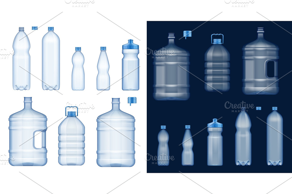 Water bottles. Plastic containers in Illustrations - product preview 8