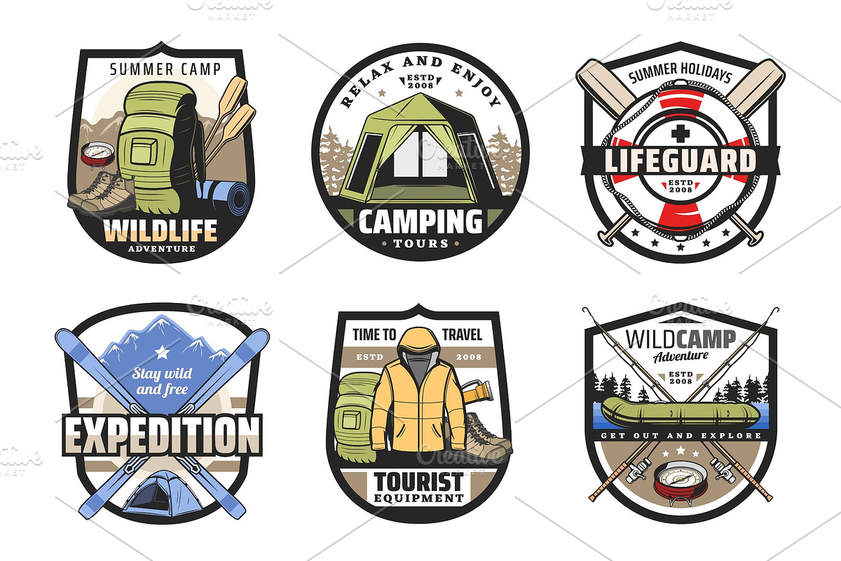 Camp tent, hikking boots, backpack in Illustrations - product preview 8