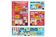 Online shopping, phone, laptop