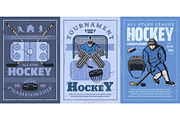 Ice hockey rink, sticks, pucks