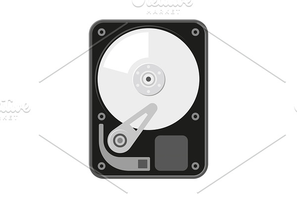 Hard Disk HDD Flat Icon on White