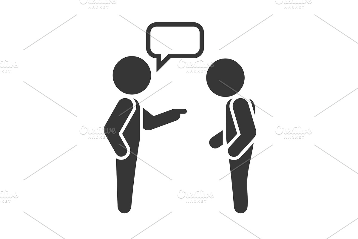 Two People Sign with Chat Buble on in Illustrations - product preview 8